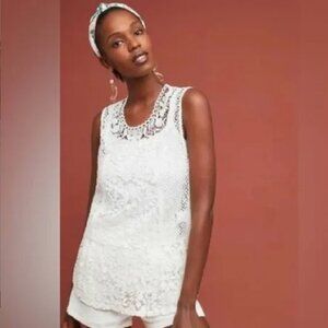 Tiny by Anthropologie White Gardenia Lace Top